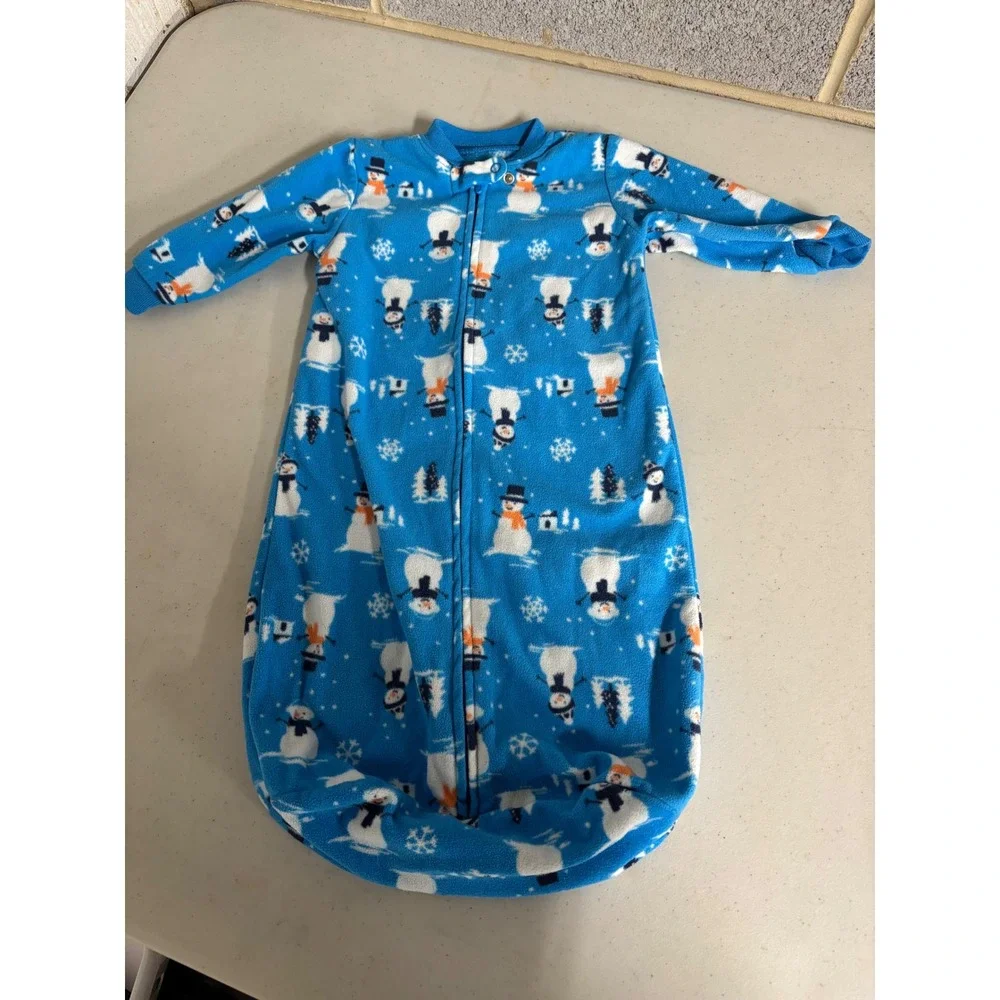 Carters Baby‎ Sleep Sack Blue Snowman Fleece 0-9 Months